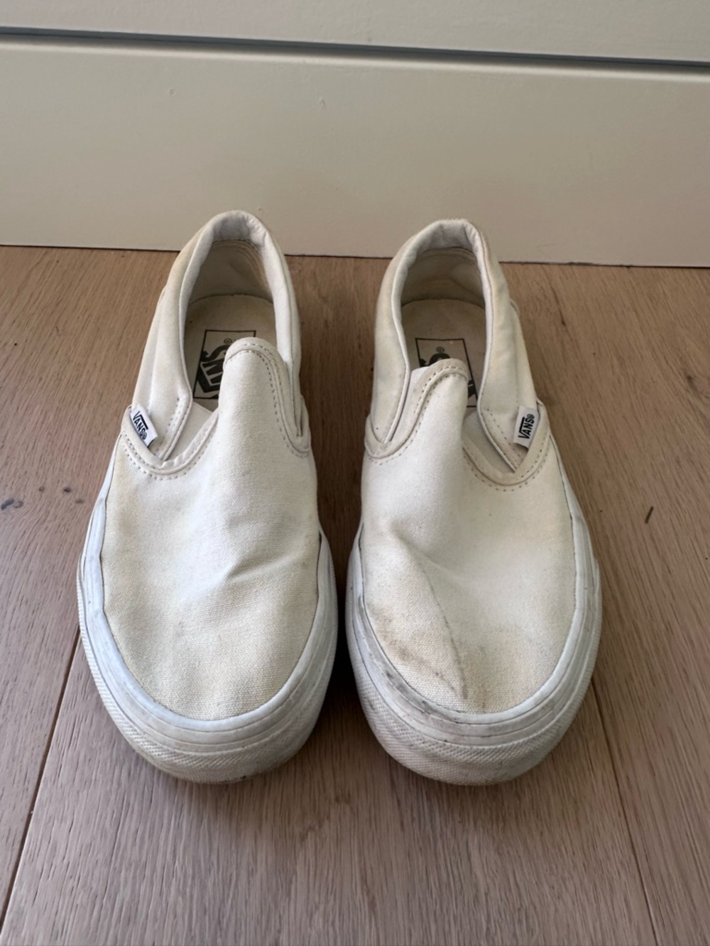 Vans White Slip-On Canvas Shoes